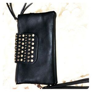 Black gold studded wristlet Handbag..